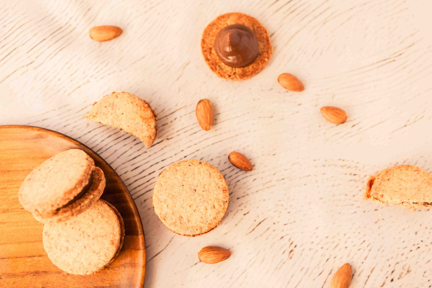 Artisan almond alfajores, freshly made.