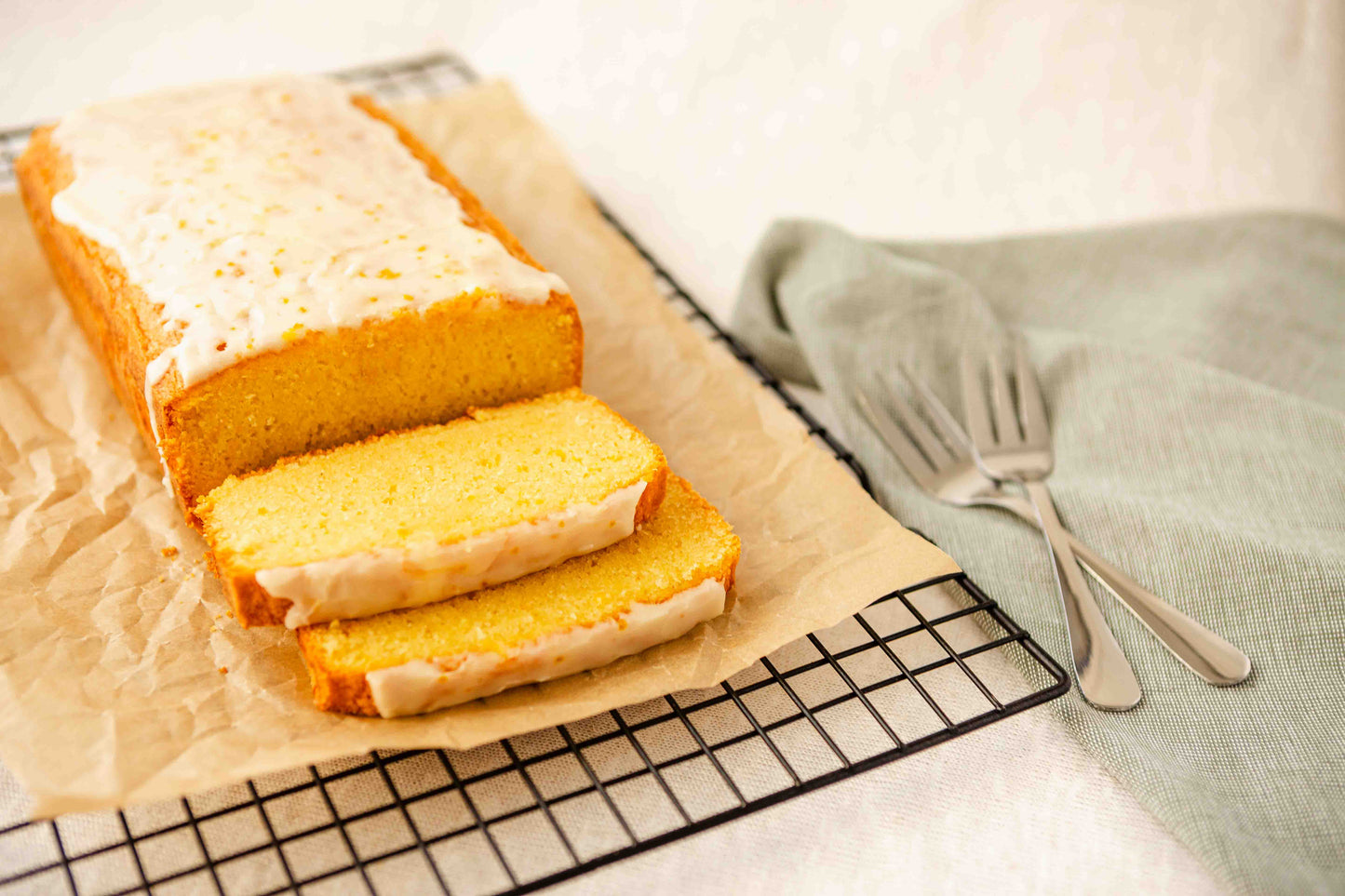 Sliced gluten free orange loaf cake  soft and moist texture